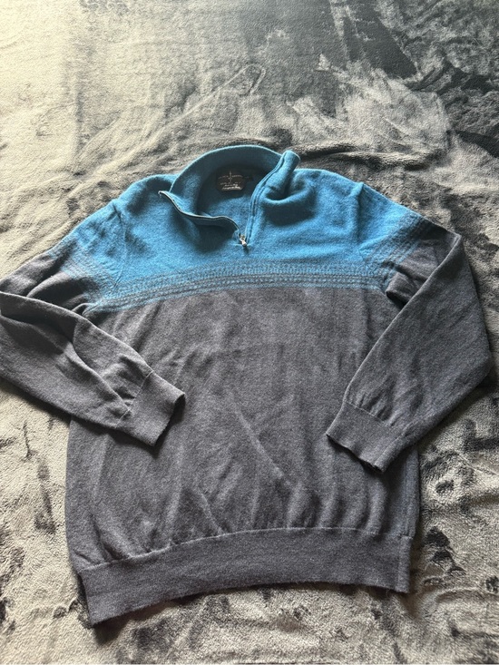 Black Brown 1826 Other - Black Brown 1826 Men's Teal and Navy Half-Zip Sweater